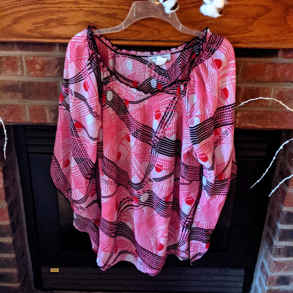 Jamie Nicole pink semi sheer blouse women's plus size 2X